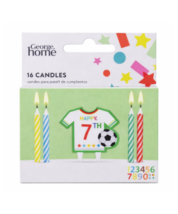 George Home 16 Birthday Candles with Personalized Football Plaque