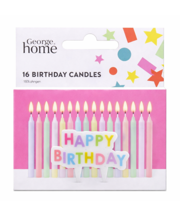 George Home 16 Birthday Candles with Plaque-Pink