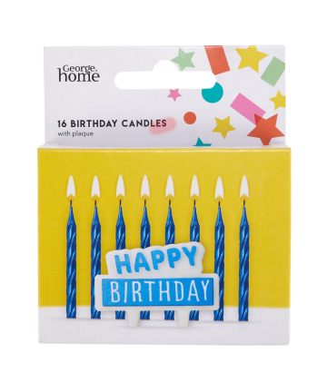 George Home 16 Birthday Candles with Plaque-Yellow