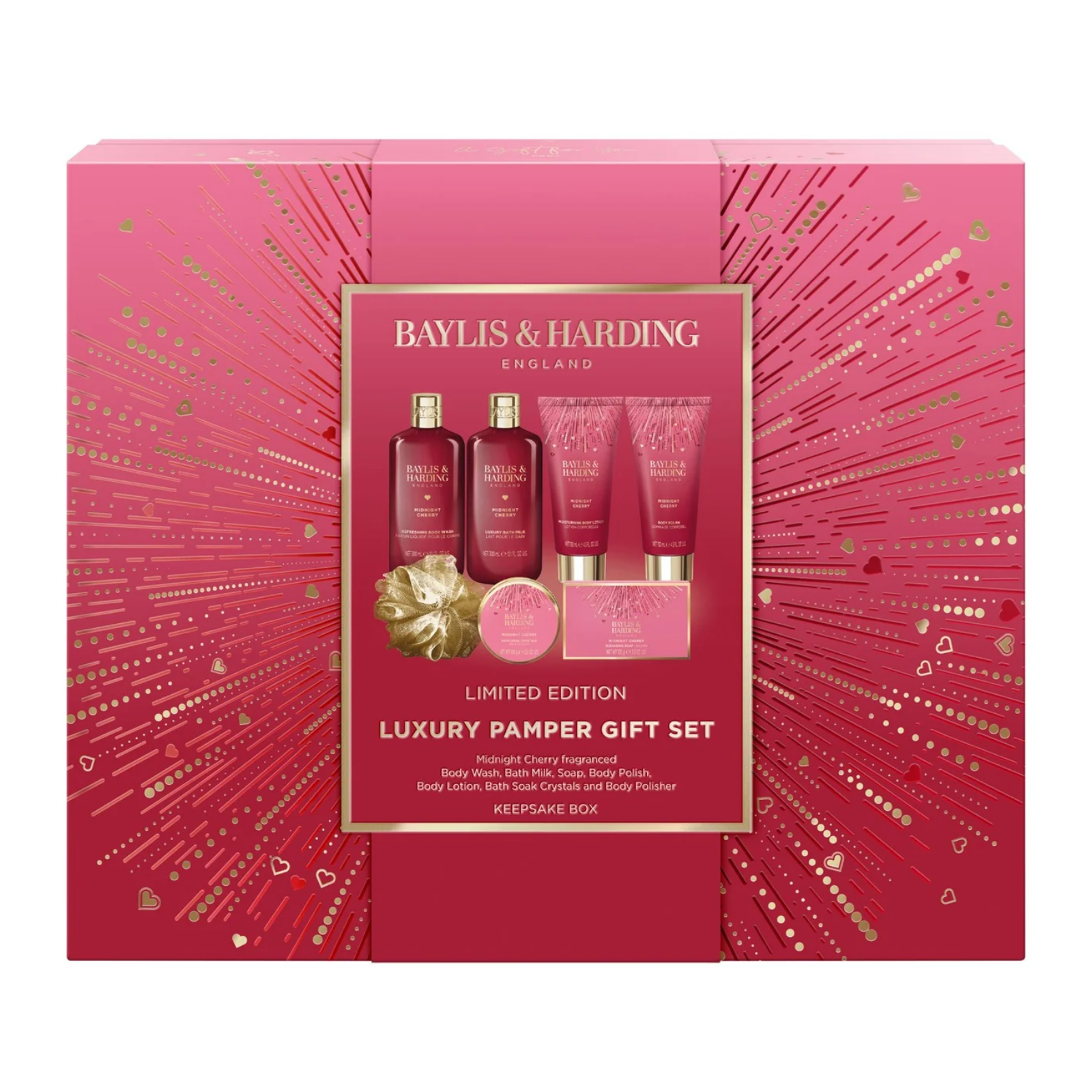Baylis & Harding Midnight Cherry Collection Limited Edition- Luxury Pamper Gift Set Keepsake Box