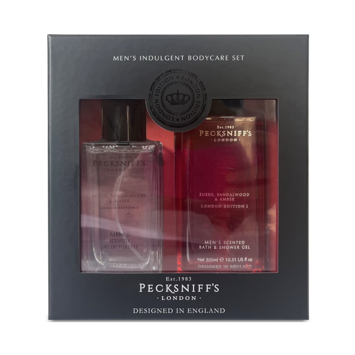 Pecksniff's London Men's Indulgent Body Care Set Suede Sandalwood & Amber